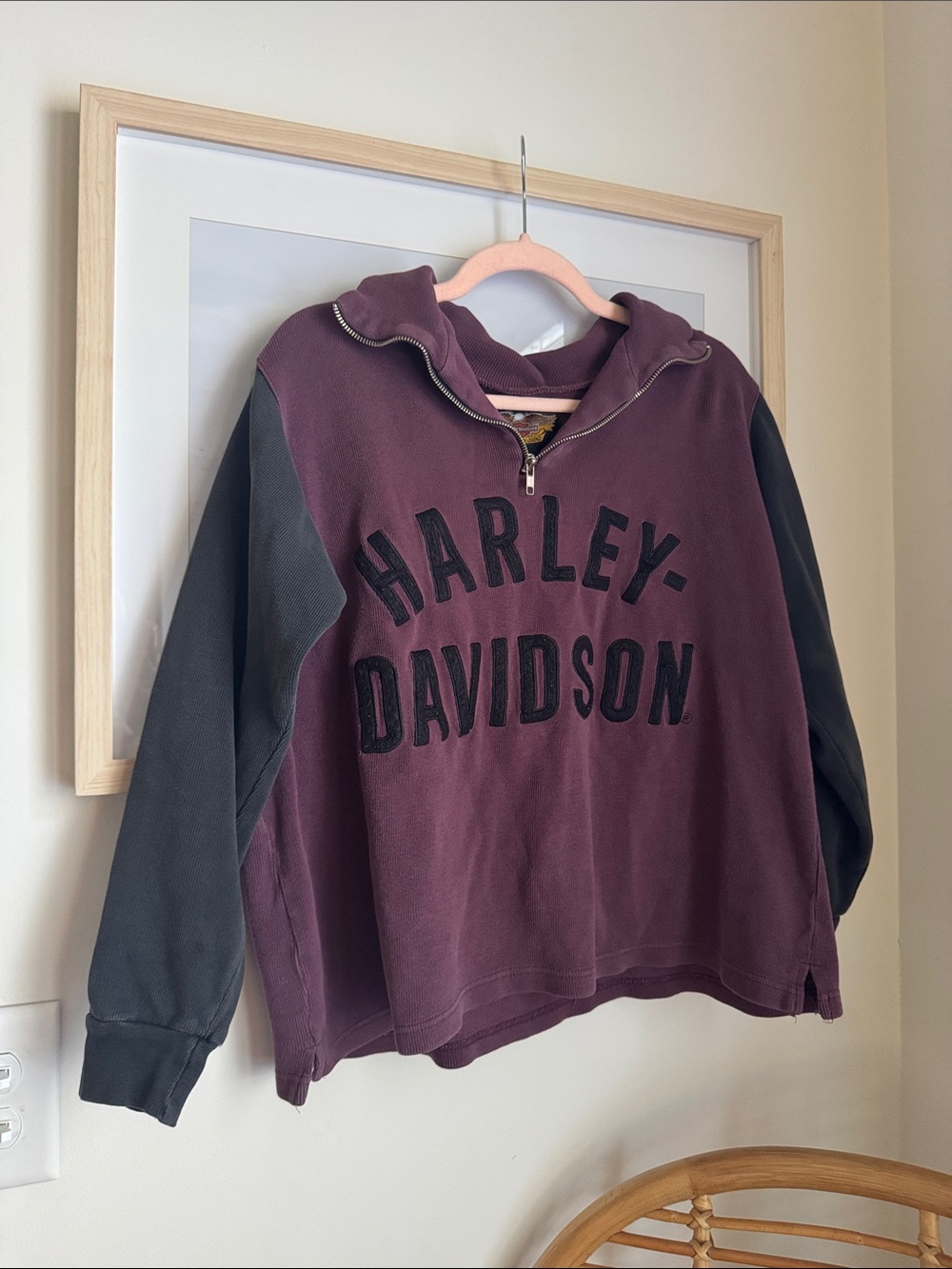 Vintage Harley-Davidson Maroon Half-Zip Sweatshirt Pullover